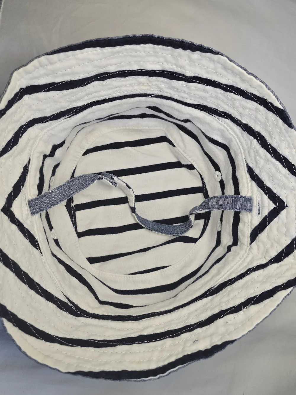 GAP Baby Reversible Chambray Bucket Hat with Striped Chin Strap Cotton.